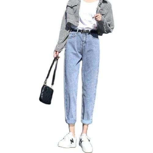 Korean Jeans Woman High Waist Wide Pants Boyfriend Loose Straight Blue Gray Black Streetwear Mom Jeans Cowboy Denim Trousers