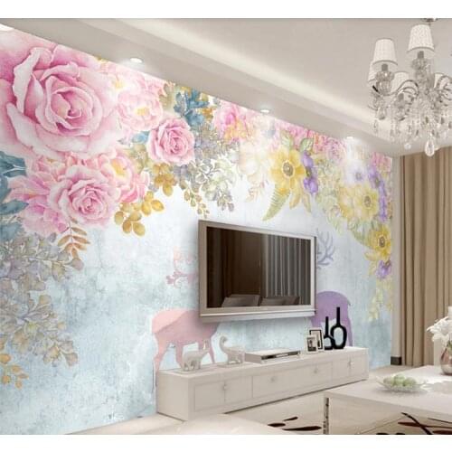 European Hand Painted Floral Elk TV Background Wall Photo Murals 3D Wallpaper Living Room Bedroom Hotel Luxury Decor