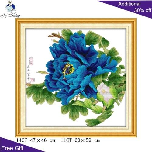 Joy Sunday Flower Home Decor H539(9) 14CT 11CT Stamped and Counted Blossom Flower Bring Rich And Honored China Cross Stitch Kits