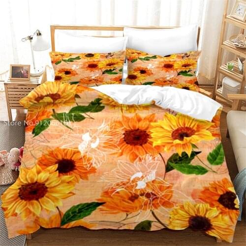 3D Flowers Quilt Cover Sunflower Pattern Bedding Set Duvet Cover With Pillowcase 2/3pcs Set Home Textile New