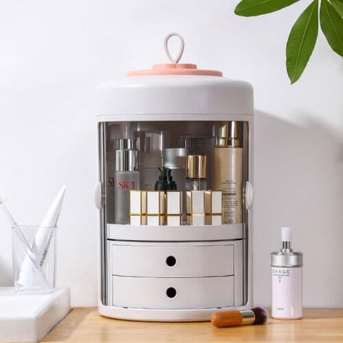 Simple Rotating Cosmetic Storage Box Portable Skin Care Lipstick Storage Dustproof Transparent Cosmetic Jewelry Box Girls Gift