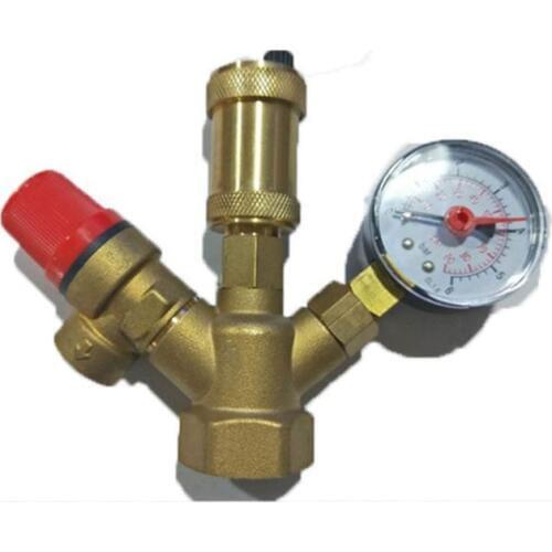 Brass exhaust safety pressure relief boiler valve assembly with pressure gauge DN25 Room temperature one way two way