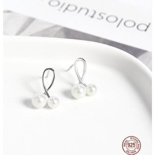 LKO 925 Sterling Silver Cross Pearl Stud Earrings INS Fashion Sweet Temperament For Women Wedding Jewelry Earrings Ornaments