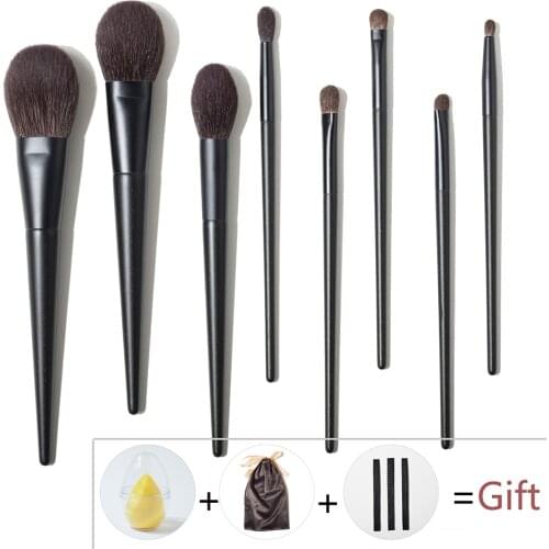Shinedo 8 Pcs Matte Black Makeup Brushes Set Eyeshadow Powder Blush Crease Blending Pincel Maquiagem
