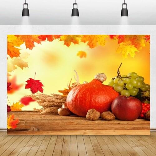 Autumn Harvest Pumpkin Fruit Falling Maples Leaves Scene Child Shoot Party Photozone Photo Backdrop Photography Background