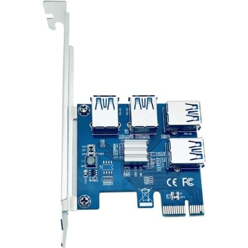PCI-E PCI Express Riser Card 1x to 16x 1 to 4 USB 3.0 Slot Multiplier Hub Adapter For Bitcoin Mining Miner Antminer BTC Riser