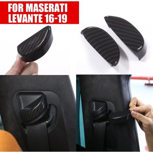 For Maserati Levante 2016-2019 Carbon Fiber Front Seat Safety Belt Button Cover Trim