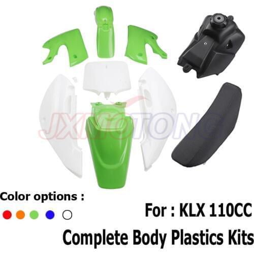 Complete Body Plastics Kits Plastic Fairing Fender Kit & seat & fuel tank For Kawasaki KLX110 KX65 DRZ110 RM65