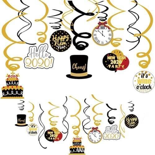 New Year birthday party supplies spiral ornaments New Years Eve PVC pendants Site layout supplies