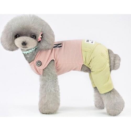 Striped Pet Clothes Puppy Cute Pajamas Dogs Cotton Rompers Cats Jumpsuits Apparel Dog Shirt Drop Shipping
