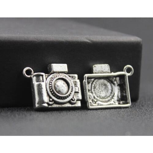 Antique Silver Plated Zinc Alloy Camera Charms Metal Vintage Jewelry Findings 10 Pcs/lot ZA1503