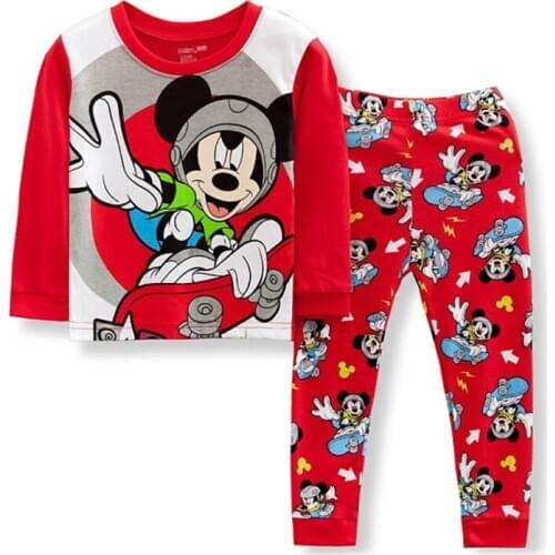 Promotion 2-7T Mickey Kids Pajamas Set Children Cartoon Sleepwear Boys Home Pajamas Girls Cotton Sweet Xmas Pyjamas Nightwear