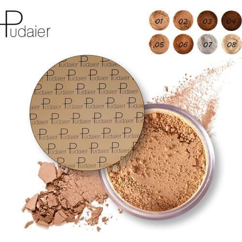 Pudaier Makeup Face Loose Powder For Women Dark Skin Long Lasting Whitening Bronzer Contour Nude Base Foundation Setting Powder