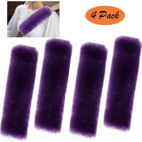 Car Seat Belt Pads Shoulder Cover Plush Fulffy with Velcro Adjustable Baby Safety Belt Protector 4 Pack