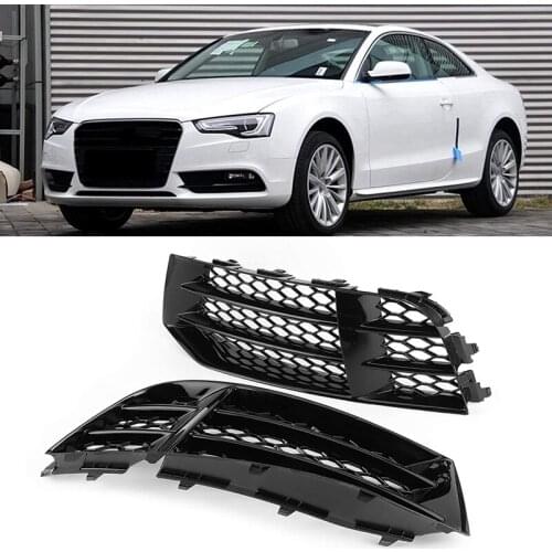 Front Bumper Fog Light Grilles Honeycombs Mesh Cover For- RS5 B8.5 2013 2014 2015 2016 Fog Lamp Cover