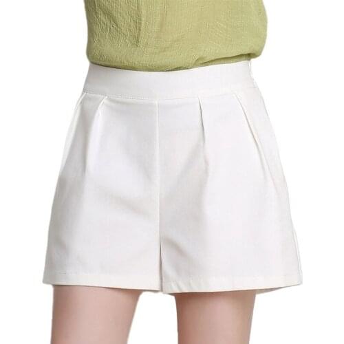 Summer Wide Leg Shorts Elastic High Waisted Elegant Women Loose Casual Plus Size Mini Shorts Ladies