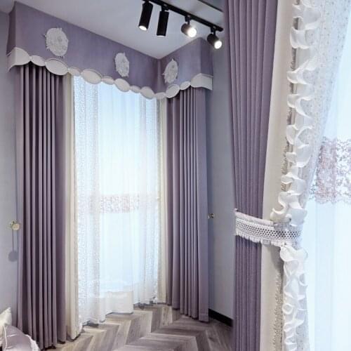 Modern Light Luxury Purple Shade and Simple Polyester-cotton Curtains Custom Blackout Curtains for Living Dining Room Bedroom