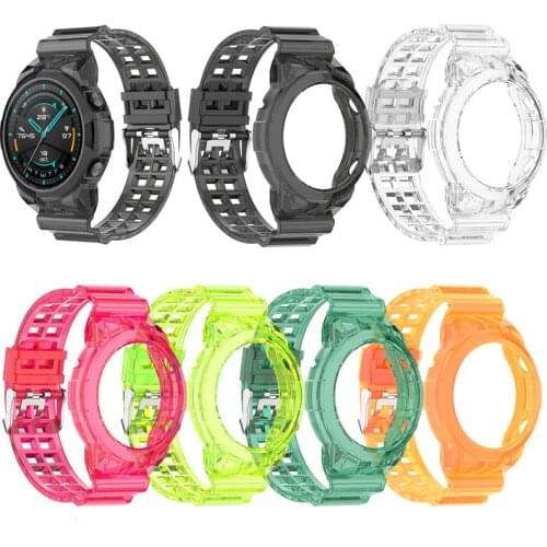 Silicone Strap Protective Case for Huawei Watch GT2 46mm Wrist Band GT 2 TPU Transparent Sport Watchband Bracelet Cover Bumper