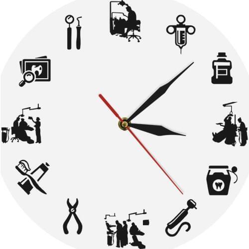 Dentist Dental Clinic Wall Decor Dental Hygienist Modern Wall Clock Endodontist Dental Office Design Teeth Health Clock Watch