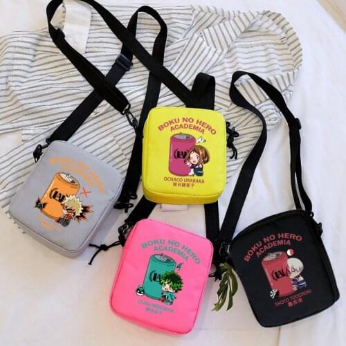 Anime My Hero Academia Shoto Todoroki Duke Messenger Bag Mini Canvas Shoulder Bag Casual Street Zipper Purses Handbag Crossbodys