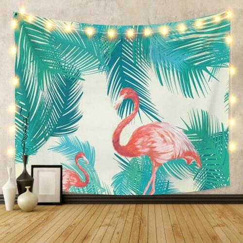 Rainforest Tapestry Bohemia Leaves Flamingo for Livingroom Photography Wall Decor
