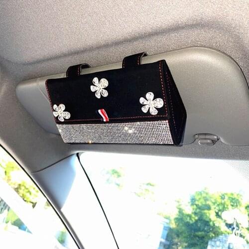 Universal Car Sunglasses Case Crystal Rhinestone Glasses Holder Storage Box Magnetic Car SunVisor Organizer Auto Accessories