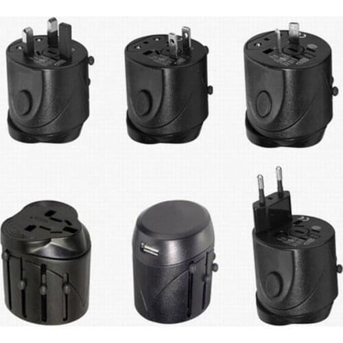 Black 6A 250V Multi-purpose global Universal Plug Adapter travel study AC Power Adaptor with AU US UK EU plug socket converter
