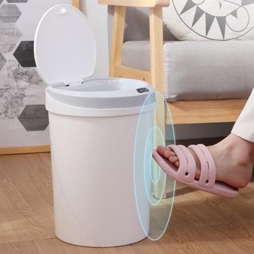 12L Smart Dustbin Trash Can Bucket Garbage Bathroom for Kitchen Electric Intelligent Type Touch Trash Bin Paper Basket 2021