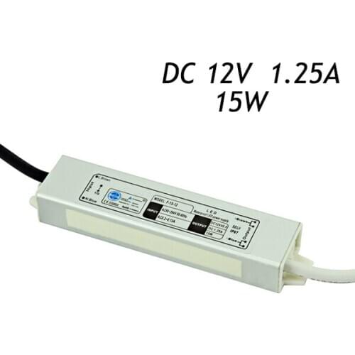 20pcs/lot 12V 1.25A 15W IP67 Waterproof Power Supply Driver for LED Strip AC 110-220V To DC 12V Transformers Metal shell