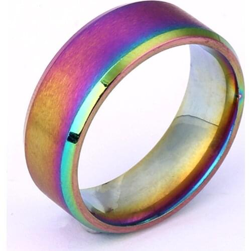 Yayi Stainless Titanium Steel Sensitive Temperature Sealing Glaze Colourful Light Plate Feeling Warm Party Rings For Men Women