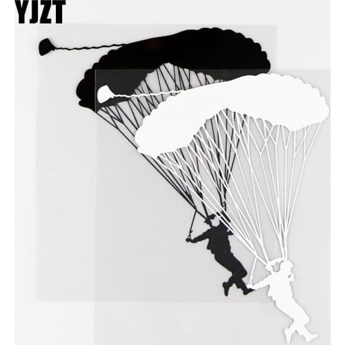 YJZT 13.7×16CM Parachute Vinyl Decals Extreme Sports Fashion Car Stickers Car Body Decoration Black / Silver 10A-0437