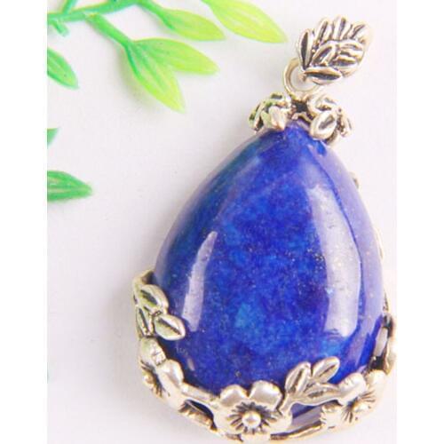 Natural Teardrop Lapis Bead GEM Pendant Jewelry S089