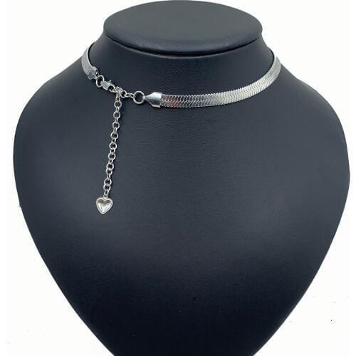 Women Choker Blade Necklace 316L Stainless Steel Jewelry Gold Filled 6.2MM Snake Chain Gifts