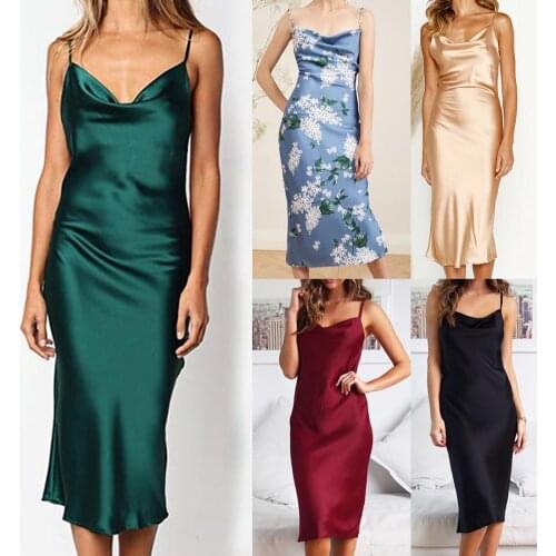 Stylish Women Dress Off Shoulder Spaghetti Strap Solid Color Smooth Sleeveless Backless Sling Dress Streetwear for Vacation