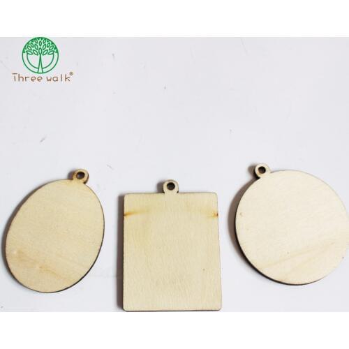 30pcs/lot 5cm Mixed Design Natural Round Wooden Chips For DIY Earrings Jewelry