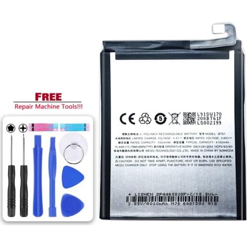 BT61 ( L Version) 4100mAh Phone Battery For Meizu Meizy M3 Note L681 L681H Mobile Replacement Battery (not for M681H)