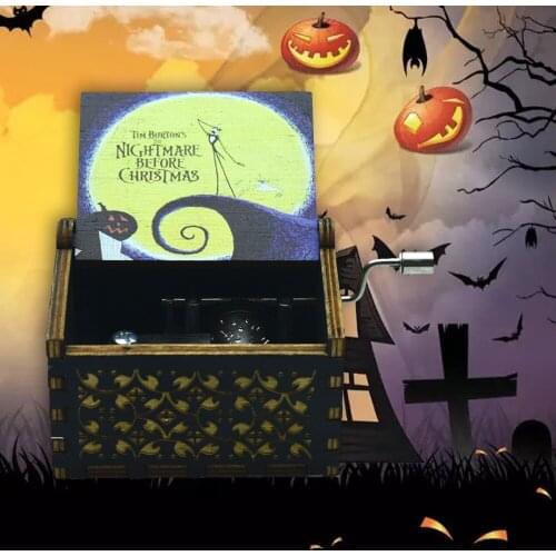 Art Craft Handmade Music Wooden Box Halloween Gift Black Holiday Gift Home Decor