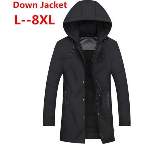10XL 8XL 6XL Long Down Jacket Men Winter Coat Fashion Winter Warm White Duck Thick Down Jacket Hooded Winter Outerwear Jacket