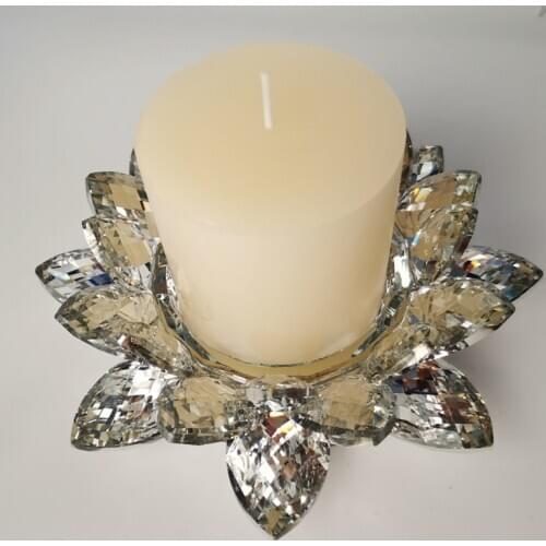 Crystal Lotus Candle Holders Glass Flower Candle Tea Light Holder Candlestick Home Decoration Gift Buddhist Candlestick