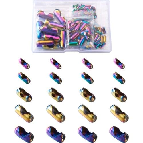 85pcs/box 304 Stainless Steel Ball Beads Chain Connectors Clasps Jewelry Accessories Rainbow Color