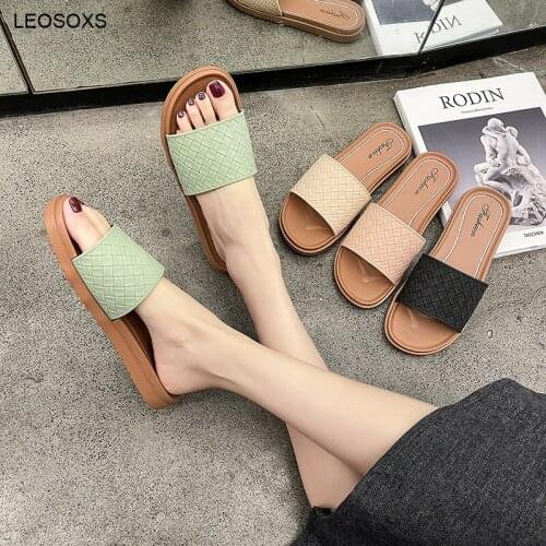 Summer Shoes For Women 2021 New Solid Roman Style Simple Daily Beach Fashion Light Wear Flat Slippers Female