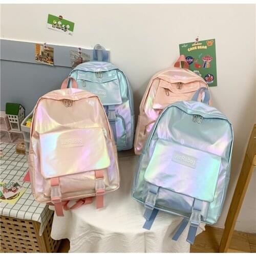 Fashion Womens Backpack Nylon Waterproof School Bags For Girls Summer Reflective Night Travel Backpacks 2021