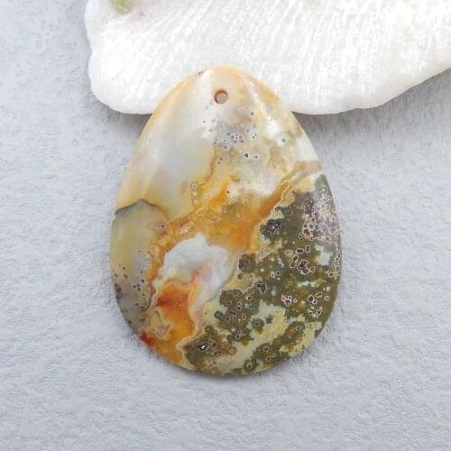 Natural Stone Ocean Jasper Pendant Bead For Neckalce 33x23x8mm 12g Fashion Pendant Jewelry Making Accessory