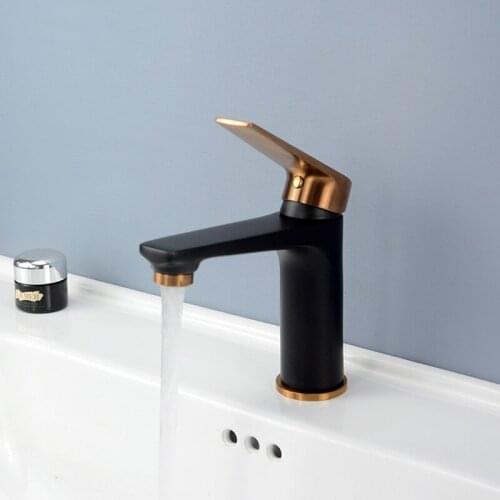 Bathroom Faucet Black Rose Gold Brass Faucet Hot and Cold Basin faucet