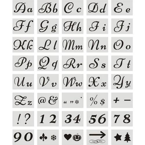 40pcs Set English Letter Stencils for Painting Mould Alphabet Signs Calligraphy Font Upper Lowercase Letters Reusable B8