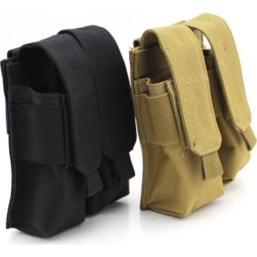 Outdoor Tactical MOLLE Dual Pistol Magazine Pouch EDC Universal Hook&Loop Tools Knives Flashlights Holster Pouch