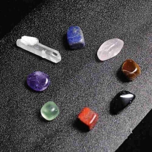 High Quality Natural Crystal Rough Seven Chakra Rainbow Healing Stone Set Gift Bag Crafts