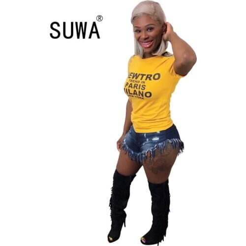 2020 hot recommend korean style women t-shirt tee letter prints short sleeve slim-fit high street fashion lounge wear tops