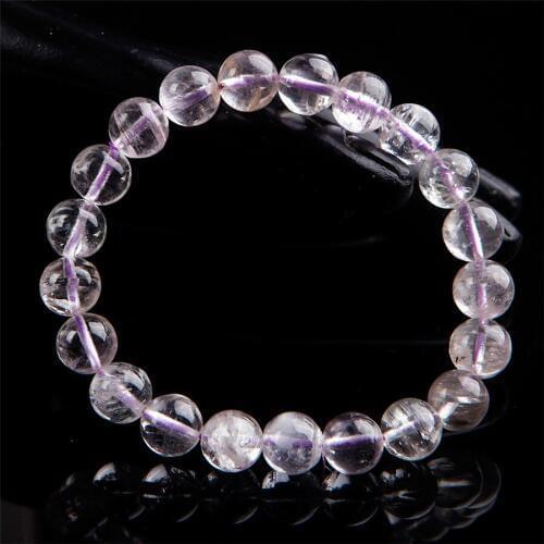 9mm Genuine Natural Kunzite Crystal Bracelet For Women Femme Charm Clear Round Beads Stretch Bracelet Gift