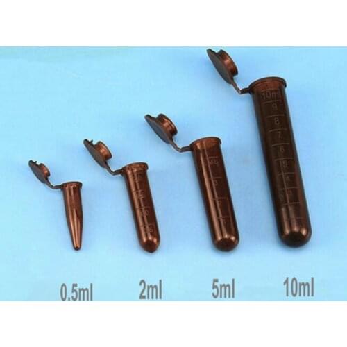 500pcs/pack 1.5ml plastic brown lucifugal centrifuge tube Micro Laboratory Test Tubing Vial lab sample container with cap